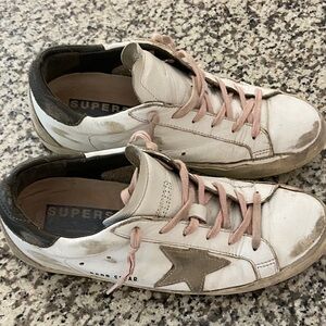 Golden Goose White and Pink Sneakers